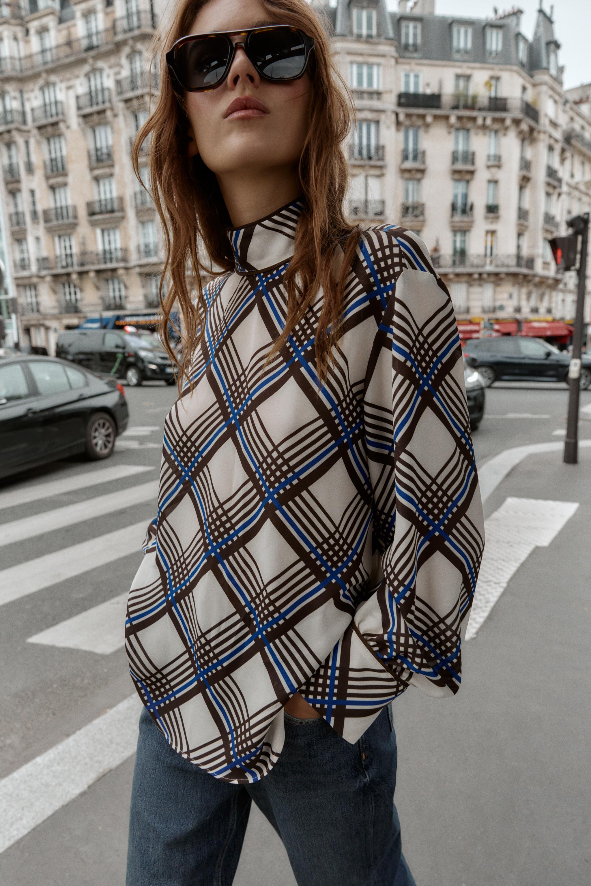 PLAID HIGH-NECK SHIRT